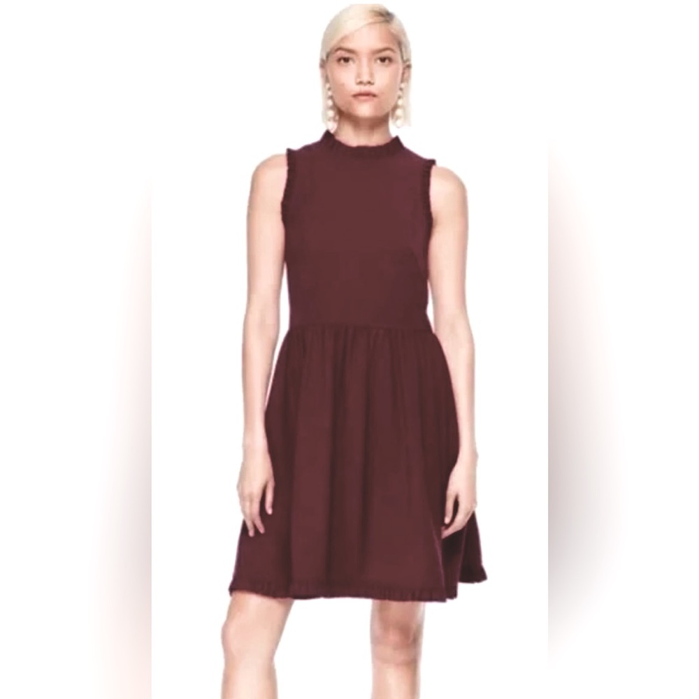 Kate Spade Ruffled Ma Cherie Fit & Flare Dress in Deep Cherry Red* ZB3
